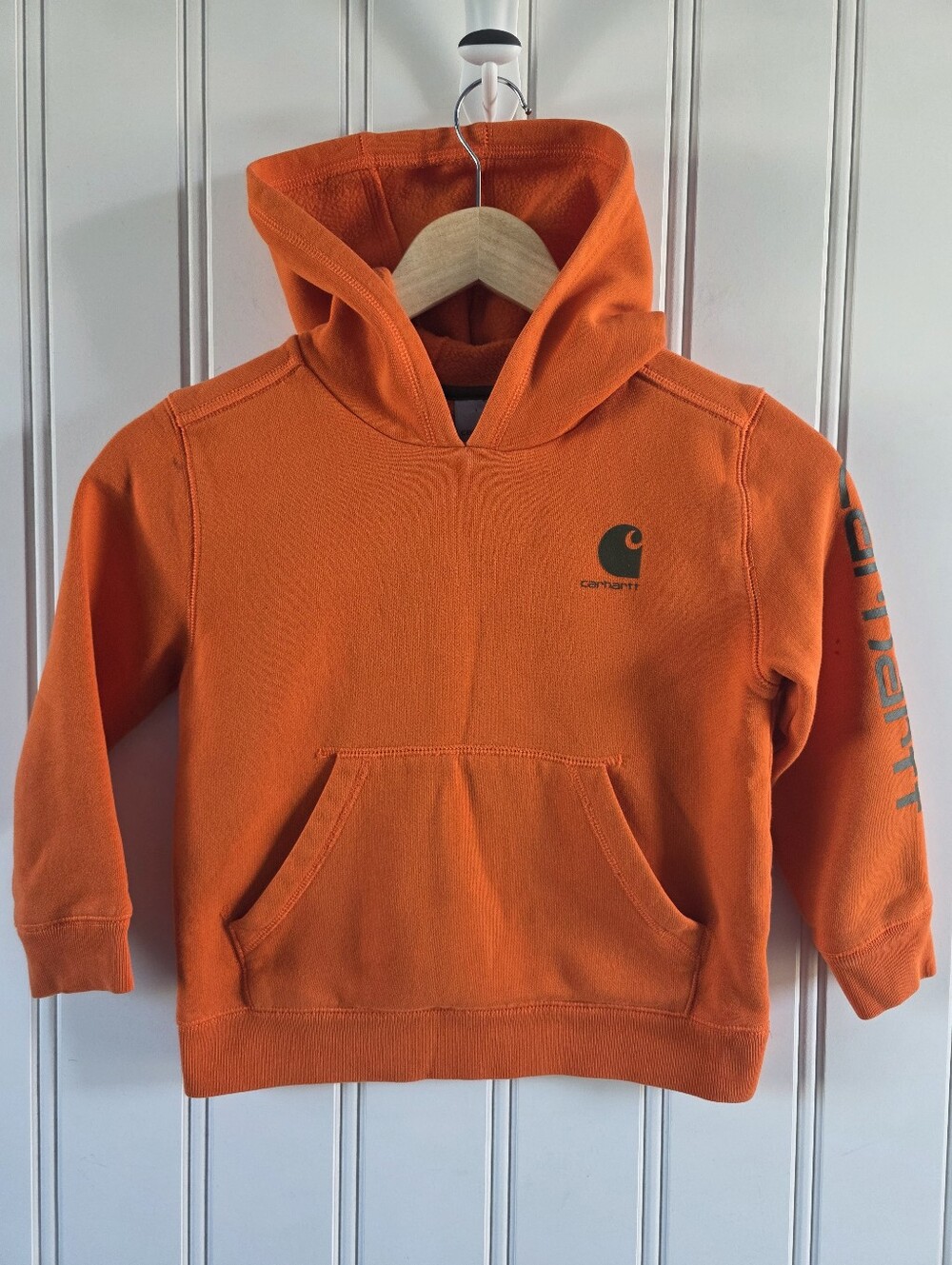 Carhartt Youth Unisex Graphic Hoodie Sweatshirt Orange Size 6
